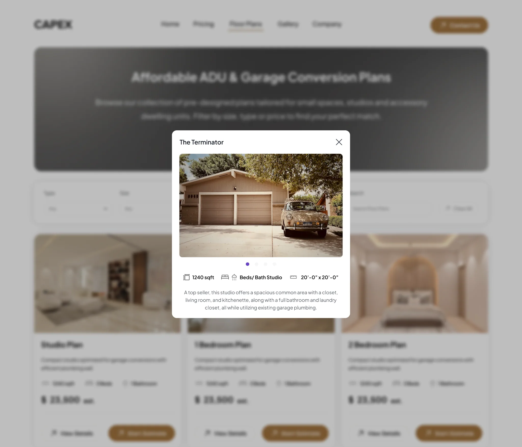 Capex floor-plan details popup
