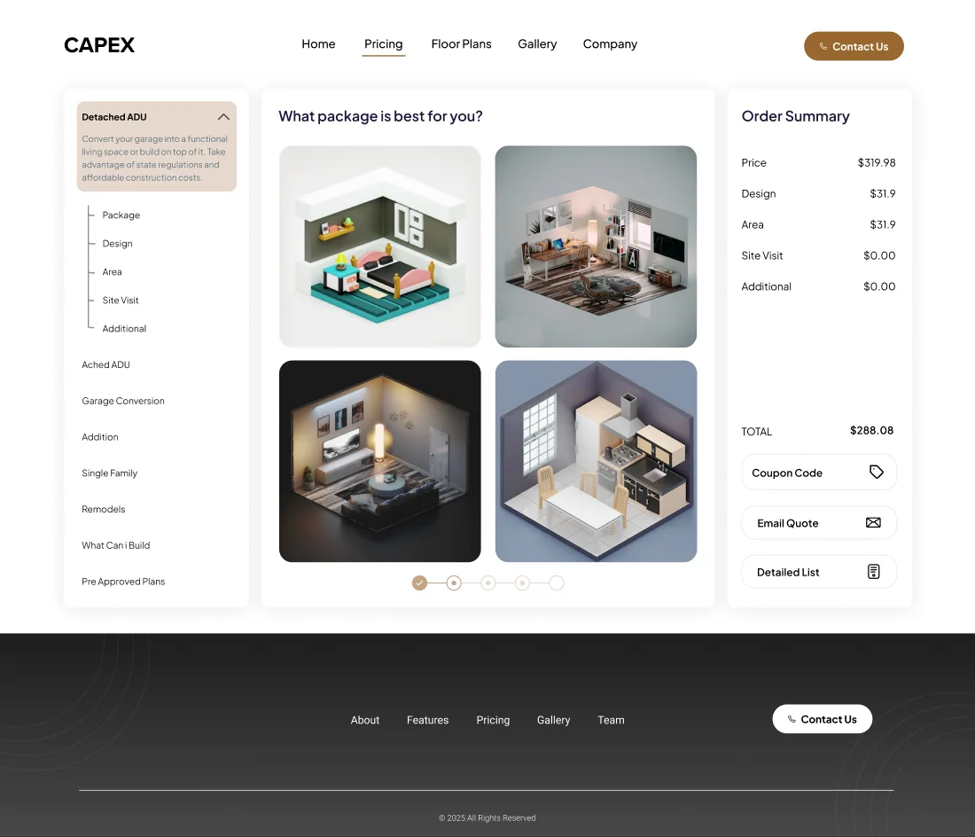 Project estimation interface in the Capex design