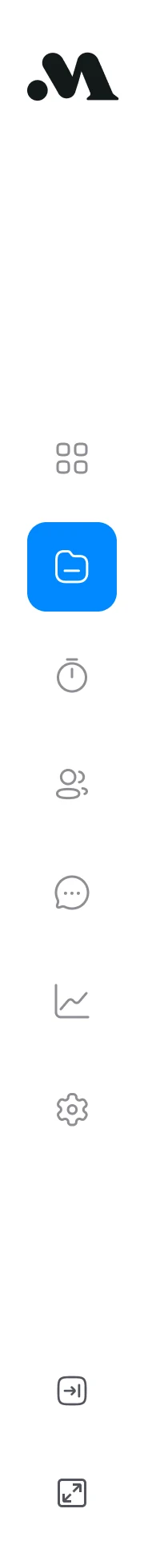 Compact icon sidebar with an expand control.