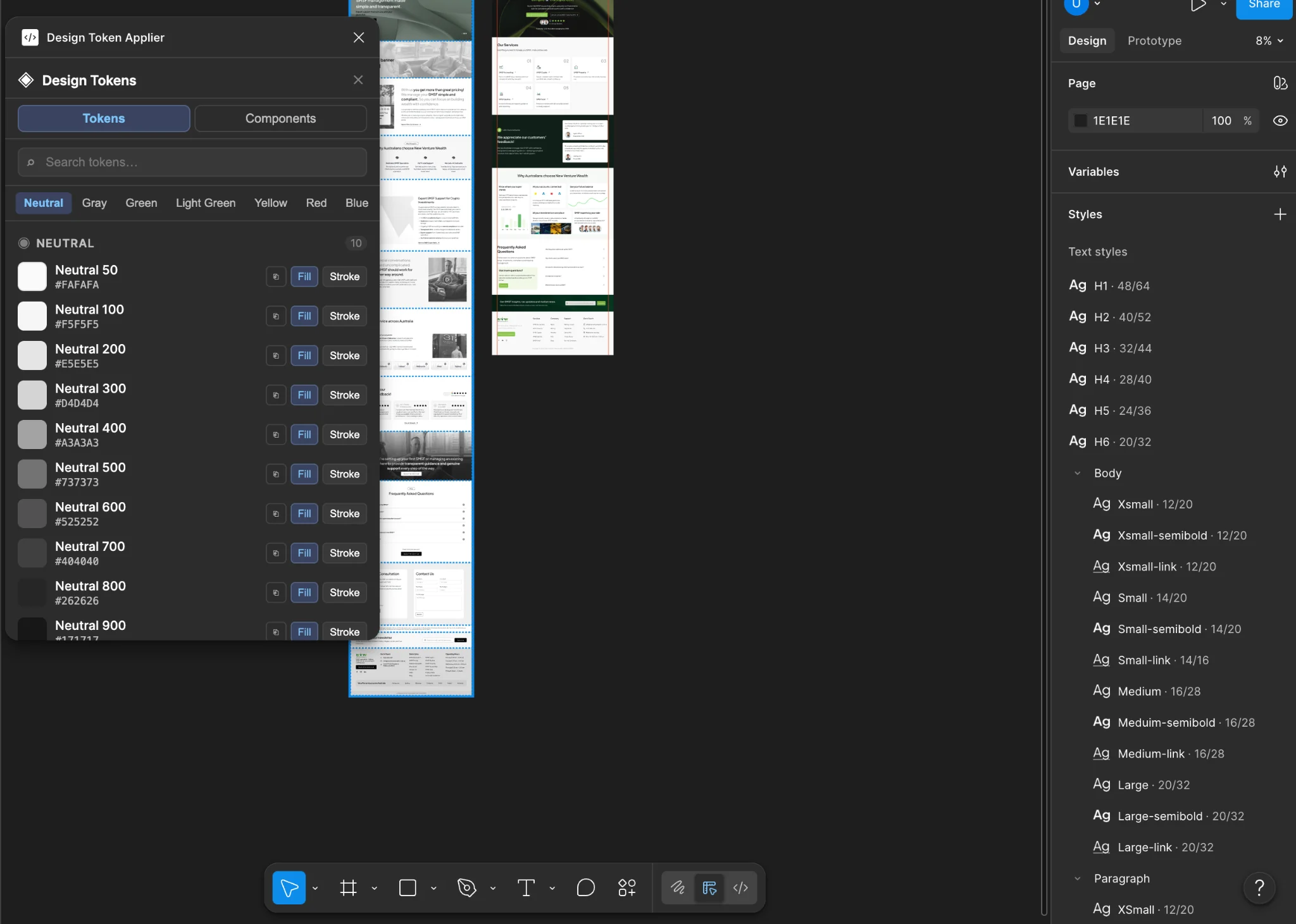 The plugin in the Figma workflow alongside the website design.