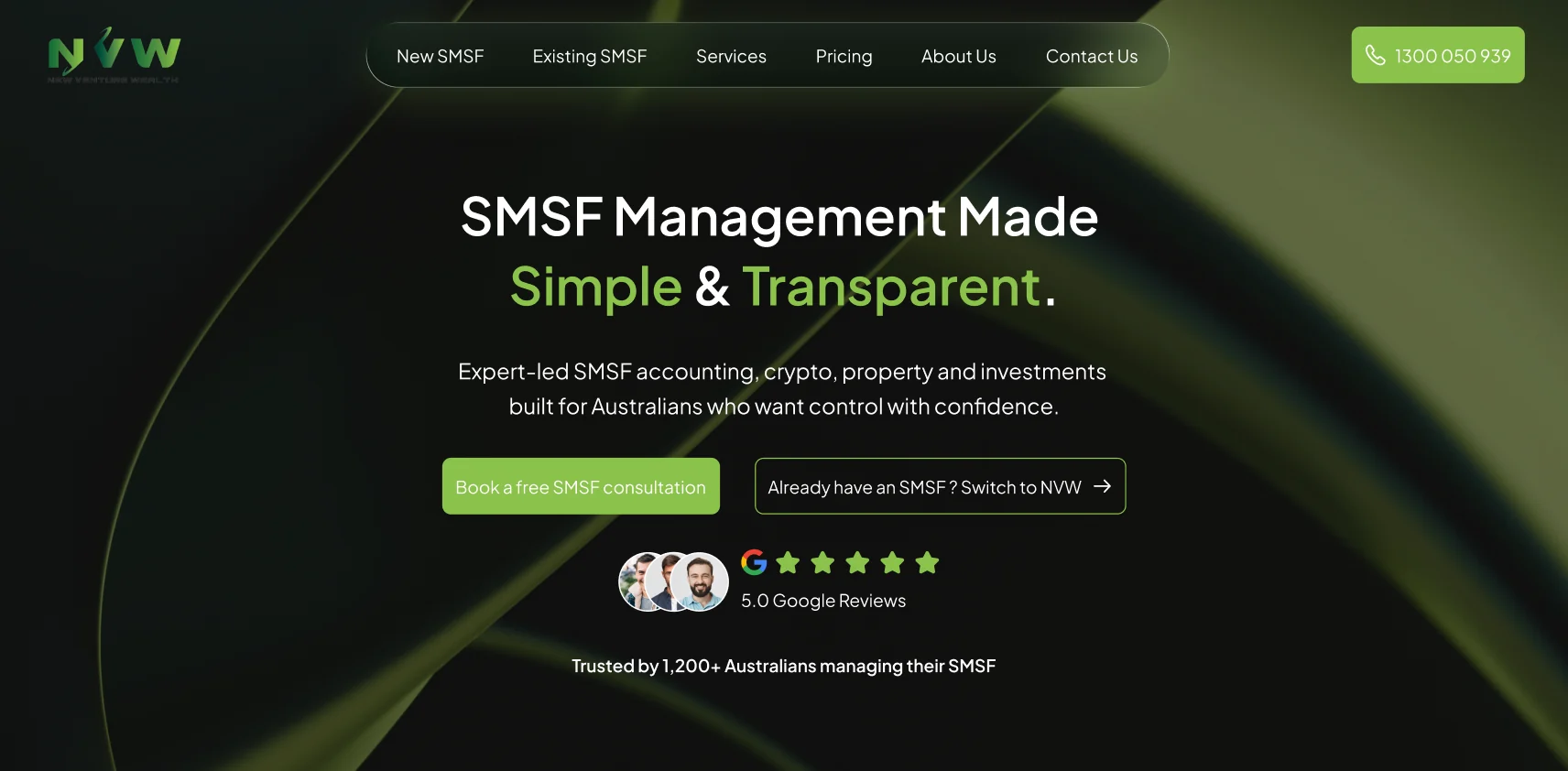New Venture Wealth Landing section from the Figma design.